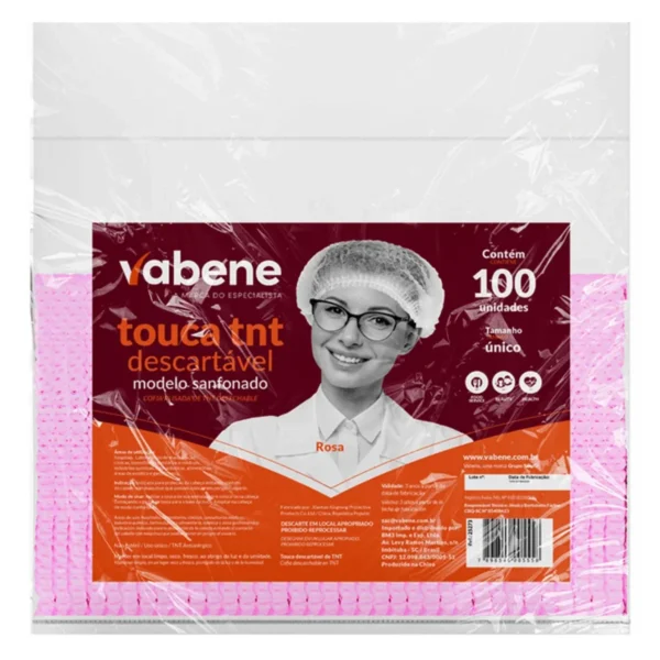Touca Rosa Descartavel Vabene com 100 Un
