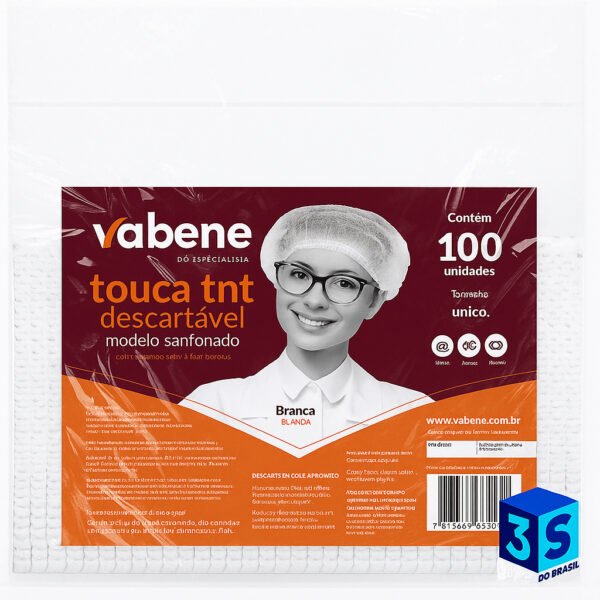 Touca Branca Descartavel Vabene com 100 Un